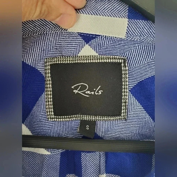 Rails Hunter Size S Button Front Collared Blouse Blue White Buffalo Che… - Picture 4 of 9